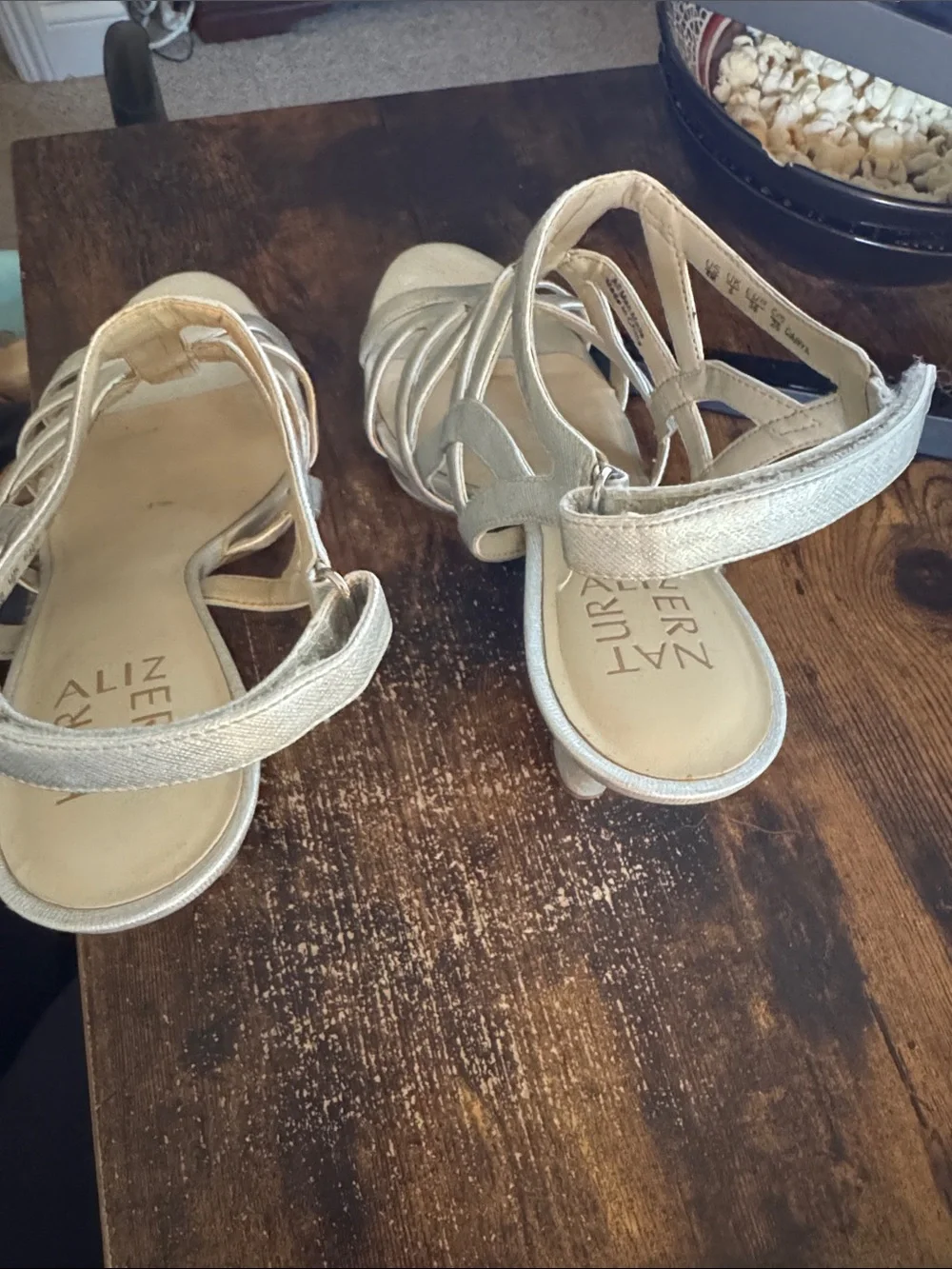 Naturalizer Metallic Champagne Strappy Heels